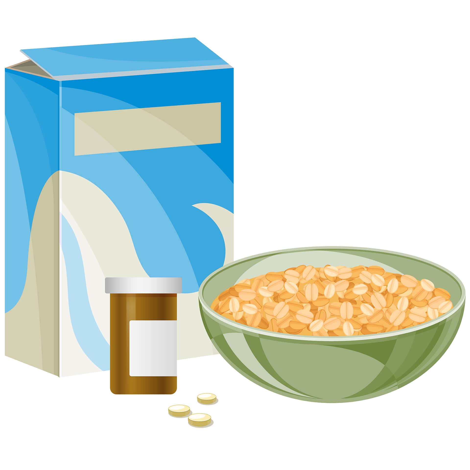 A graphic of a cereal bowl and box